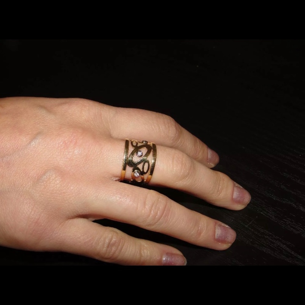 ROBERTO COIN 18K YELLOW GOLD DIAMOND CUFF RING 6.5